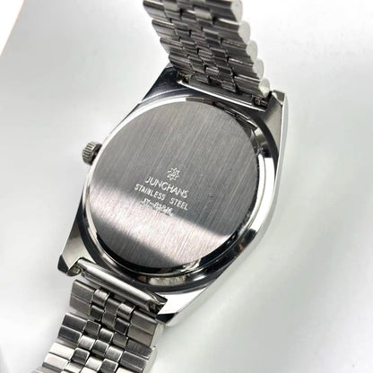 Vintage Junghans JY-813M Quartz Analog Day Date Watch Men Stainless Steel
