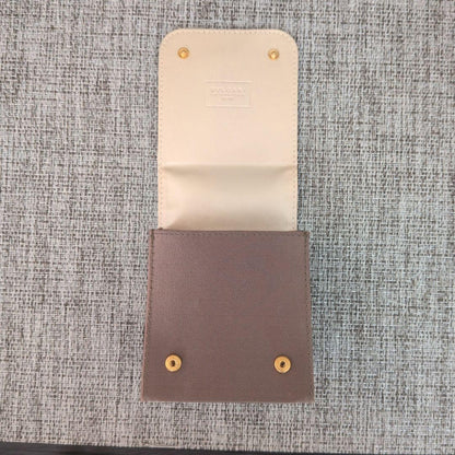 Bvlgari Authentic Watch Case Pouch Cushion Brown Suede Gold Logo Snap Button