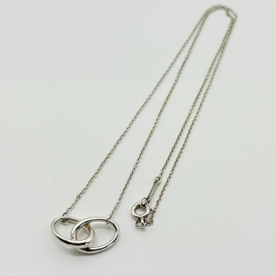 Tiffany & Co Sterling Silver 925 Double Loop Necklace 40cm 15.7in Elsa Peretti