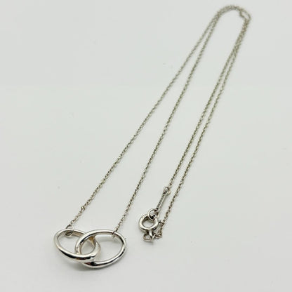Tiffany & Co Sterling Silver 925 Double Loop Necklace 40cm 15.7in Elsa Peretti