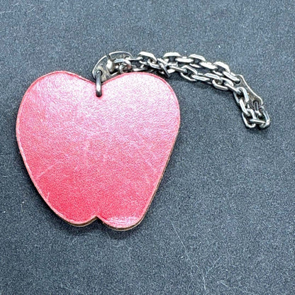 HERMES Fruits Apple Bag Charm Keyring Red Green Leather Silver HW 18.5cm 7.3in