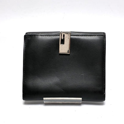 Gucci G Logo Compact Bifold Black Leather Wallet Card Slots Used