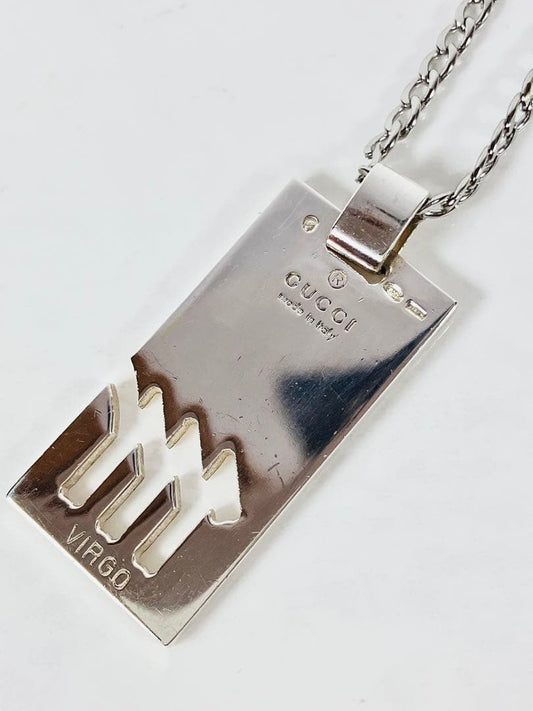 GUCCI Silver 925 Virgo Pendant Top Charm Necklace External Chain Used