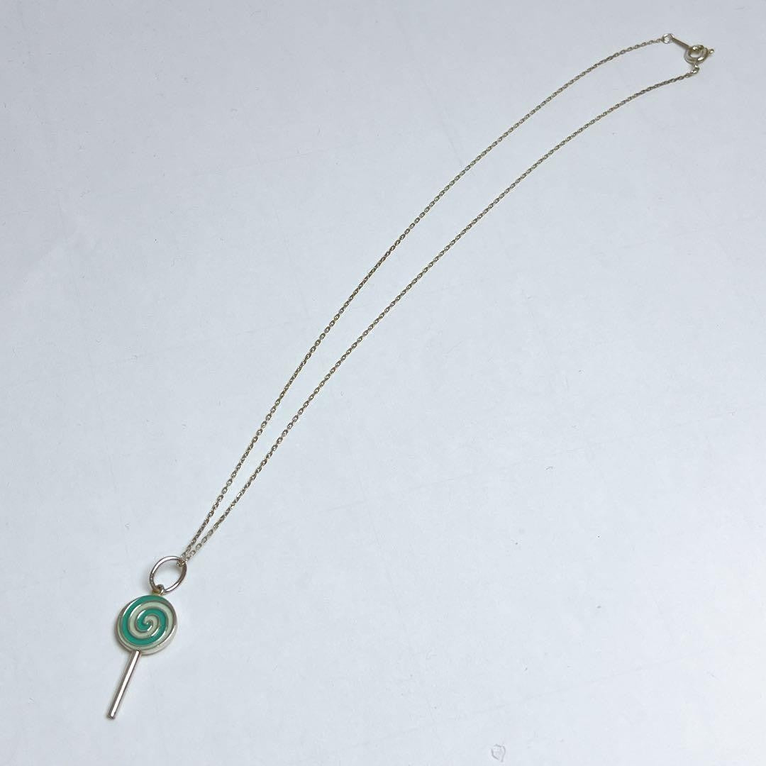Tiffany & Co. Silver 925 Lollipop Candy Blue Enamel Pendant Top Charm Used