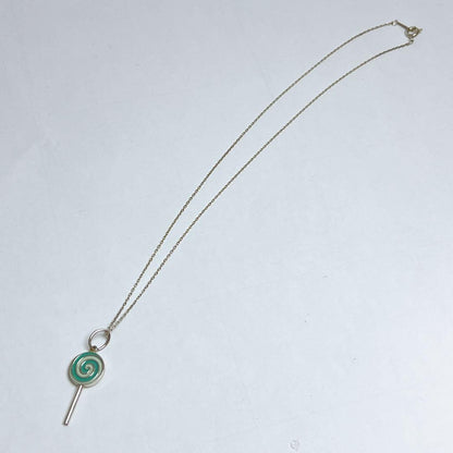 Tiffany & Co. Silver 925 Lollipop Candy Blue Enamel Pendant Top Charm Used