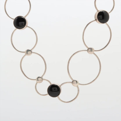Rare Georg Jensen Sterling Silver 925 Onyx Round Chain Necklace Choker Vintage