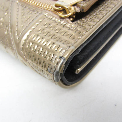Dior Champagne Gold Micro Cannage Patent Leather Diorama Trifold Wallet Auth
