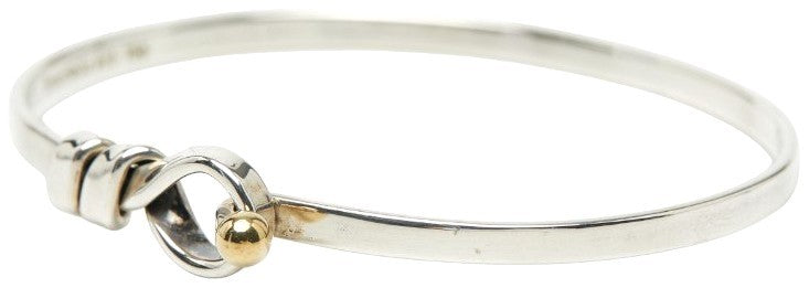 Tiffany & Co Hook & Eye Bangle Bracelet Silver 925 18K Yellow Gold Combo 16cm