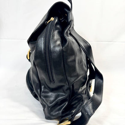 Vintage GIANNI VERSACE Medusa Black Leather Backpack Excellemt