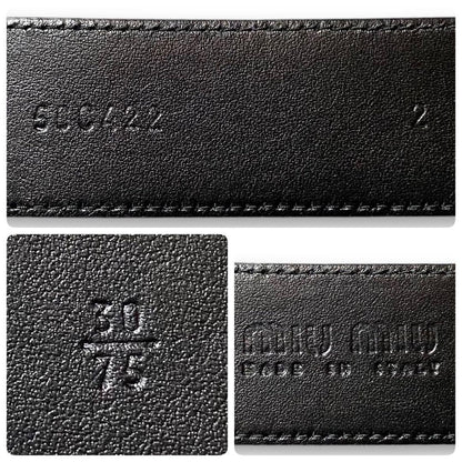 MIUMIU Horseshoe Logo Leather Belt Black Current Model