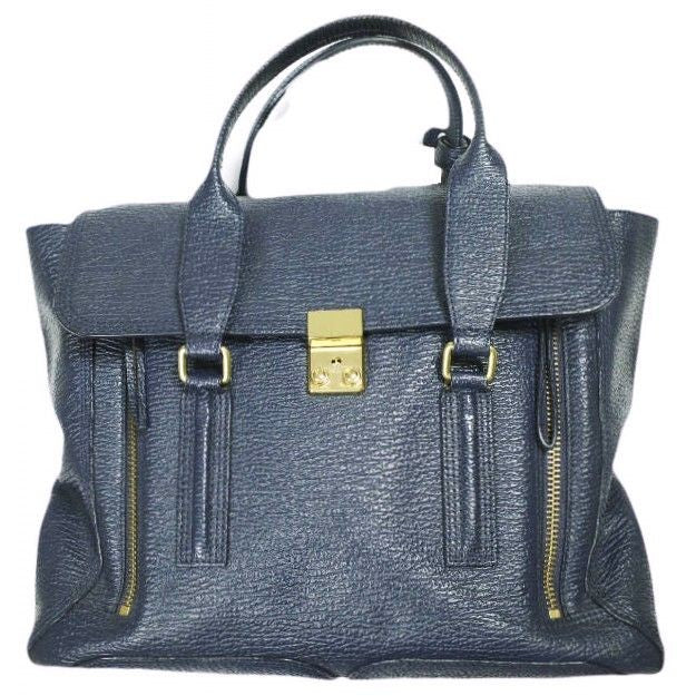 Phillip Lim Auth Pashli Medium Satchel Navy Leather 2Way Shoulder Bag 32 cm Used