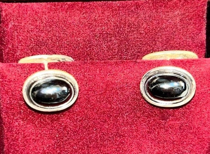 GEORG JENSEN Cufflinks 44B Sterling Silver 925 Black Hematite Mens Vintage