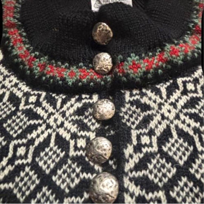 DALE OF NORWAY Nordic Sweater Wool Knit Black Cream Snowflake Pattern Men's M
