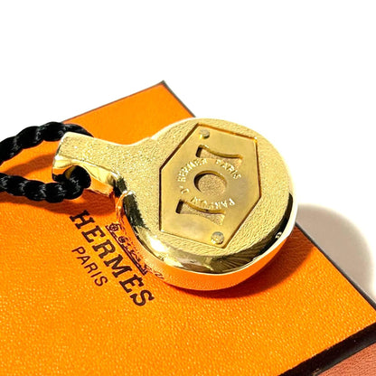 HERMES Paris Perfume Bottle Pendant Necklace Gold Bordeaux 27.6in Auth France