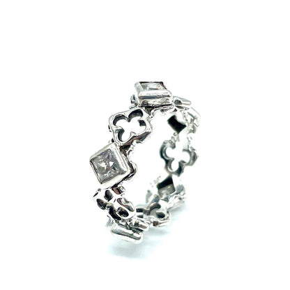 Loree Rodkin Large Dia Shaped Quart Foil Silver Ring Zirconia 925 Size 4 No Box