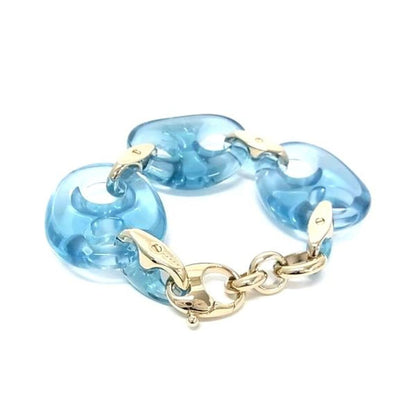 GUCCI Clear Blue Maeina Chain Bracelet Bangle L 22cm 8.6in Near Mint