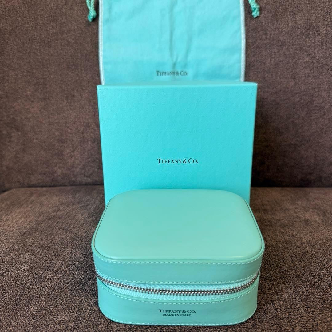 Tiffany & Co. Leather Mini Box Travel Accessory Storage Case Used Japan Rare