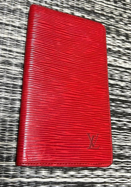 Louis Vuitton Epi Leather Agenda Cover Red Notebook Case Planner Spain Authentic