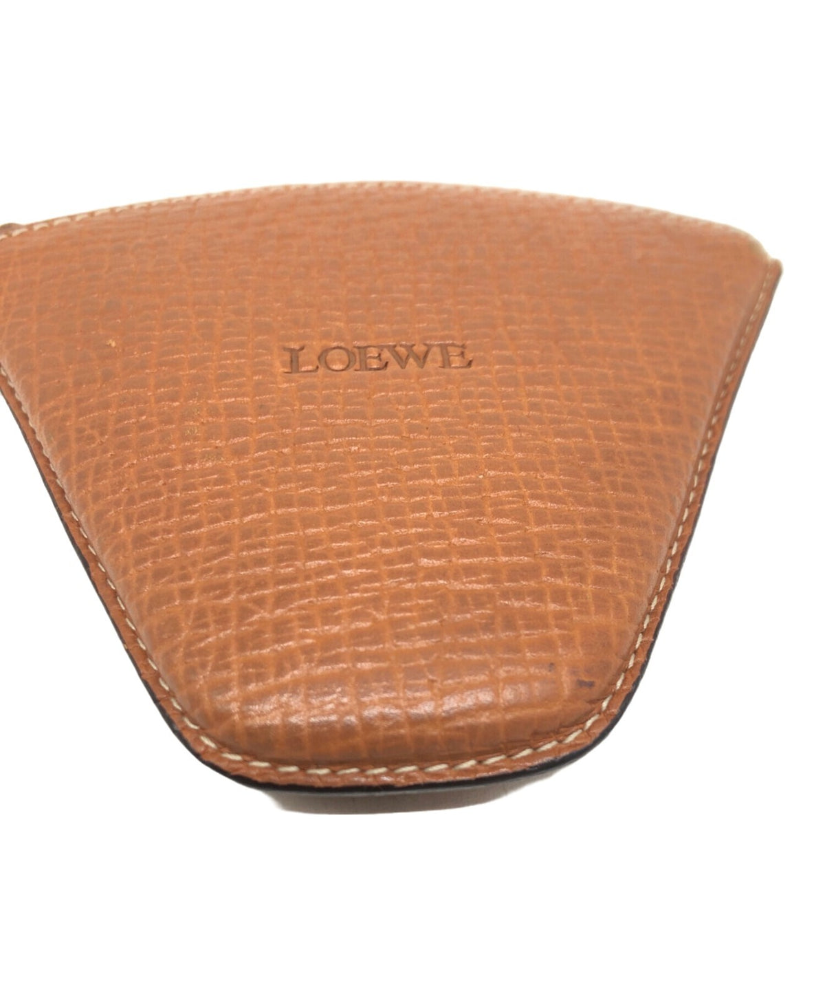 LOEWE Triangle Coin Case Pouch Brown Leather Anagram Spain Vintage Authentic
