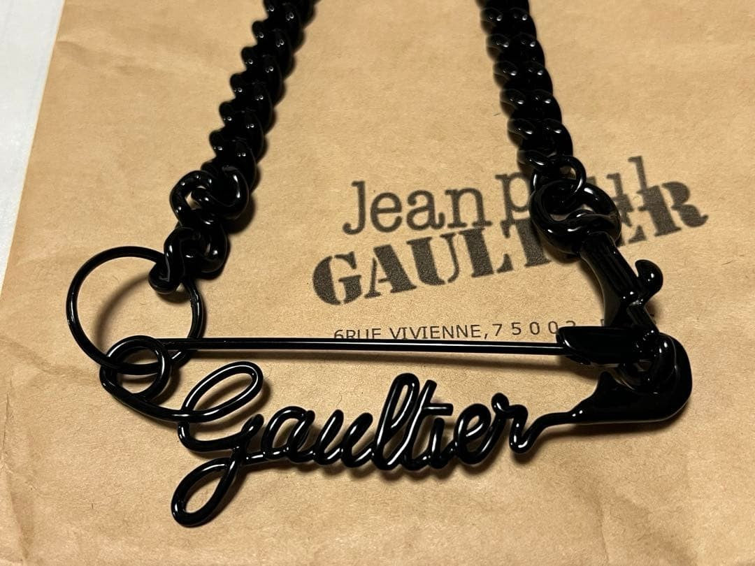 Jean Paul Gaultier Black The Gaultier Safety Pin Necklace Pendant Excellent