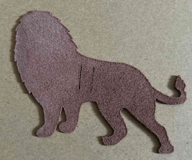 HERMES Petit Ash Lion Leather Charm Patch Brown Goatskin Motif Accessory