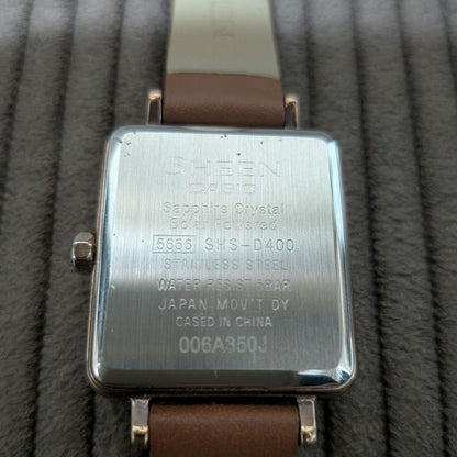 CASIO SHEEN SHS-D400CGL-7AJF Womens Solar Watch Square White Dial Leather Band