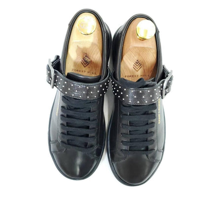 Saint Laurent Black Leather Studded Buckle Strap Sneakers EU 34 US 4.5 Unused