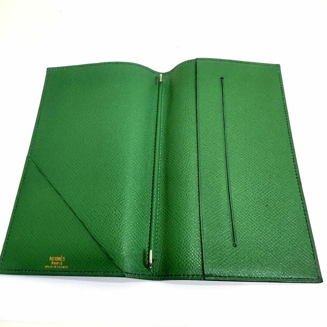 HERMES Agenda Cover Notebook Case Green Black Epsom Leather Made in France