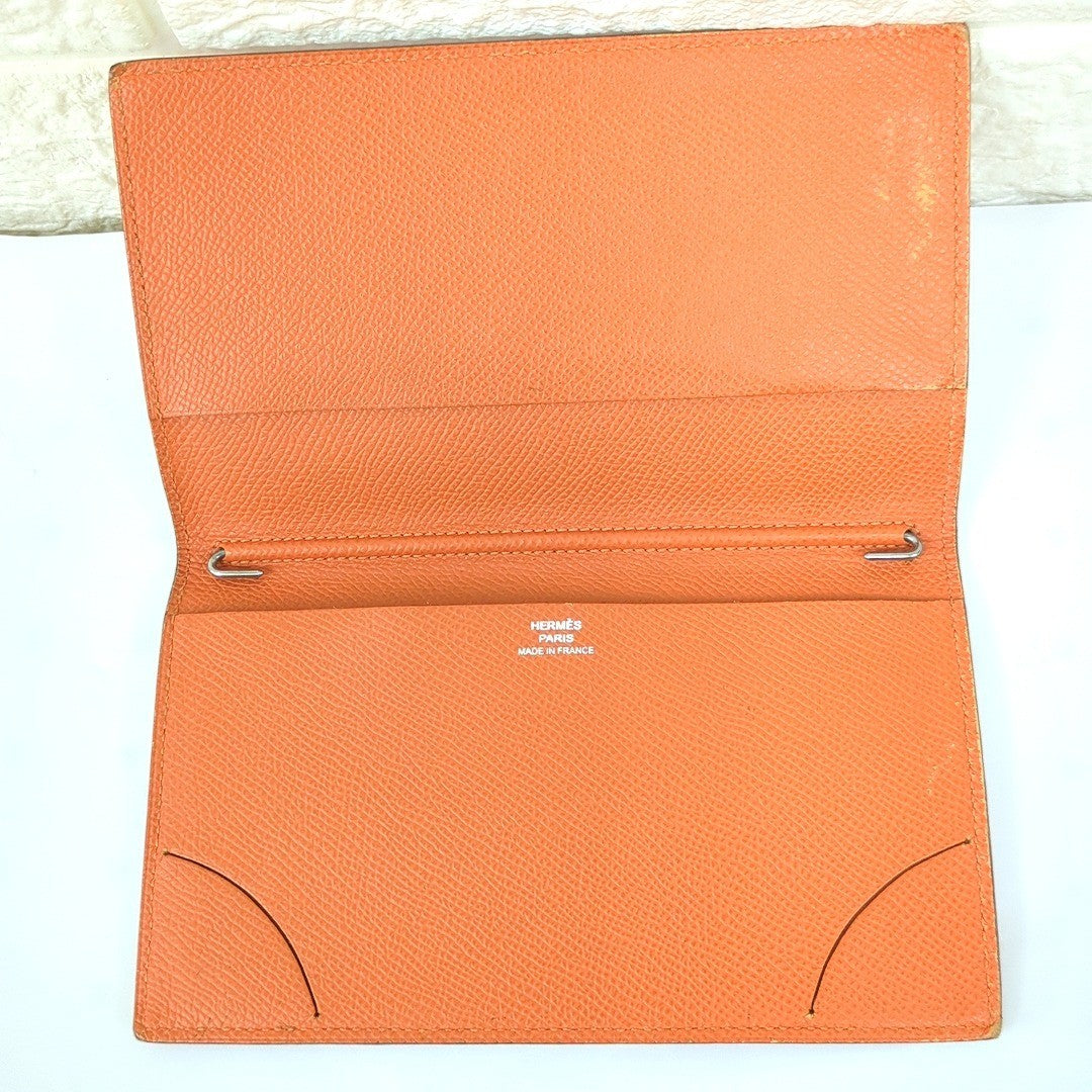 HERMES Agenda Vision 2 Notebook Cover Orange Epsom Leather France 6.8x3.9in