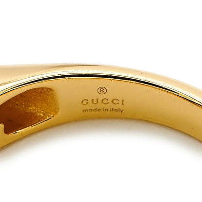 Gucci Gold Tone Metal Logo Ring Size M 57 US 8 Excellent Condition Unused