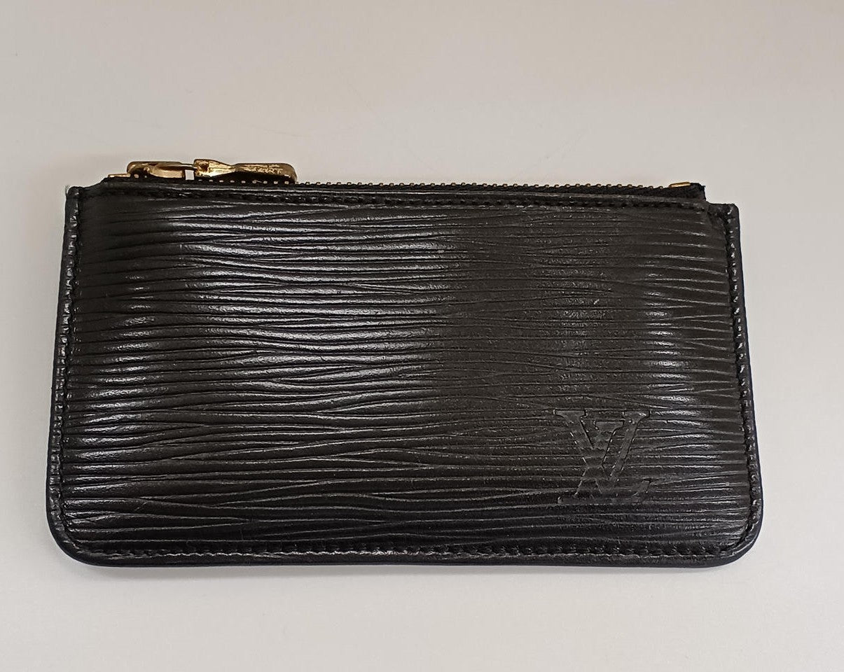 Louis Vuitton Epi Leather Key Pouch Coin Case Black Gold HW Authentic France