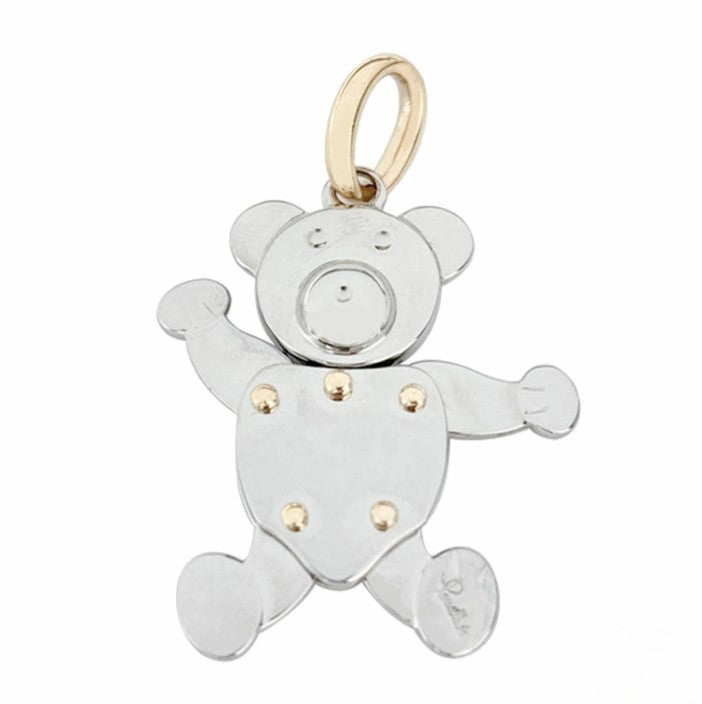 Pomellato Orsetto Teddy Bear 18k Yellow Gold Stainless Steal Charm Pendant Top