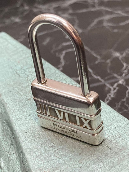 Rare Tiffany & Co ATLAS Padlock Silver 925 Key Ring Charm Authentic