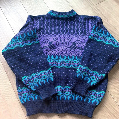 DALE OF NORWAY Nordic Fair Isle Knit Sweater Men's Purple Blue Wool Norway S