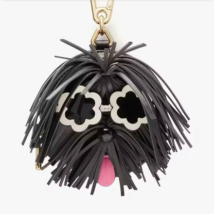 Kate Spade New York Shaggy 3D Dog Coin Purse Black Leather Gold Hardware Limited