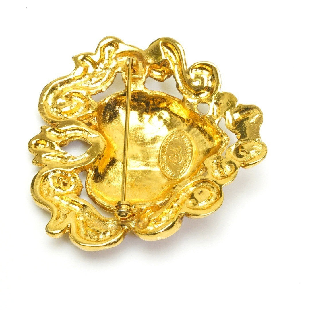 Christian Lacroix Authentic Vintage Heart Brooch Gold 5.8x5.5 cm 2.3x2.2" Used