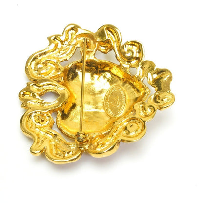 Christian Lacroix Authentic Vintage Heart Brooch Gold 5.8x5.5 cm 2.3x2.2" Used