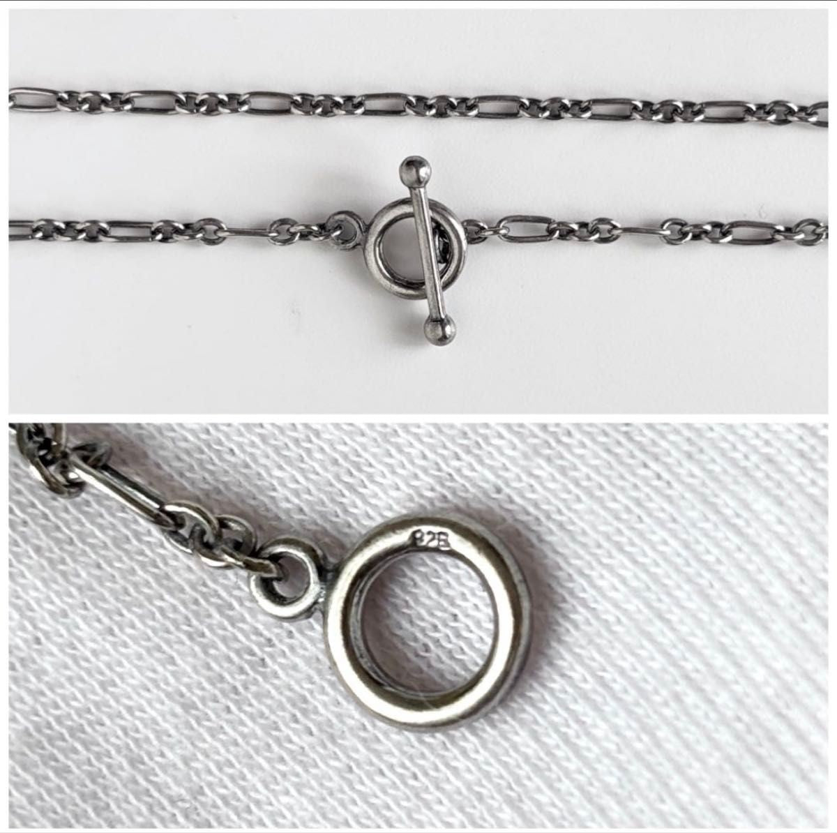 Georg Jensen Sterling Silver 925 Figaro Chain Toggle Necklace 45cm 17.7 in