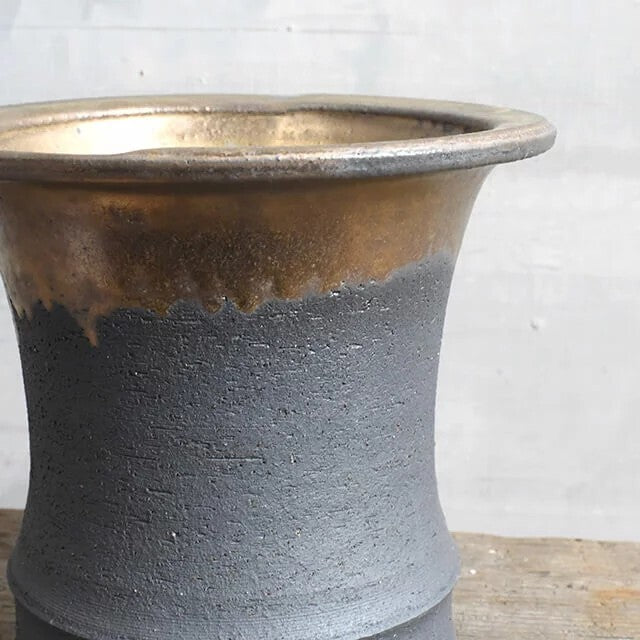 Kamiyama Omoto Pot Shigarakiyaki Φ6”x 5" Agave caudex Cactus Japanese Bonsai