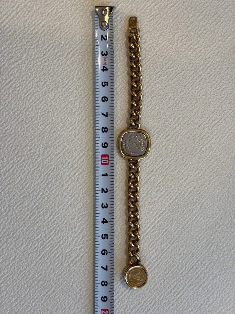 Louis Vuitton 1854 Chain Bracelet Gold Silver Tone Brass Maison fondée 1854