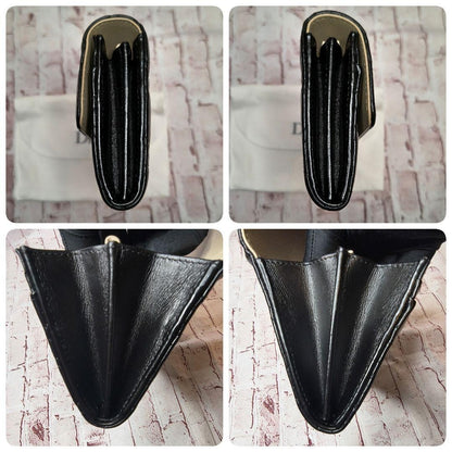 Authentic Christian Dior Canage Dior Caro Orchid Long Wallet Black Leather