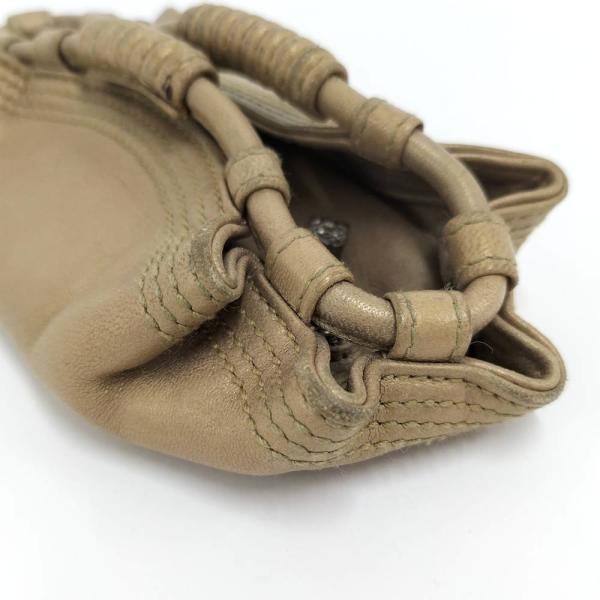 LOEWE Nappa Aire Coin Purse Pouch Beige Leather Braided Handle Bag Used