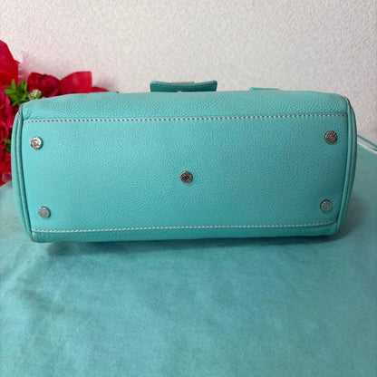 Tiffany & Co Manhattan Satchel Tiffany Blue Calf Leather Handbag Silver Hardware