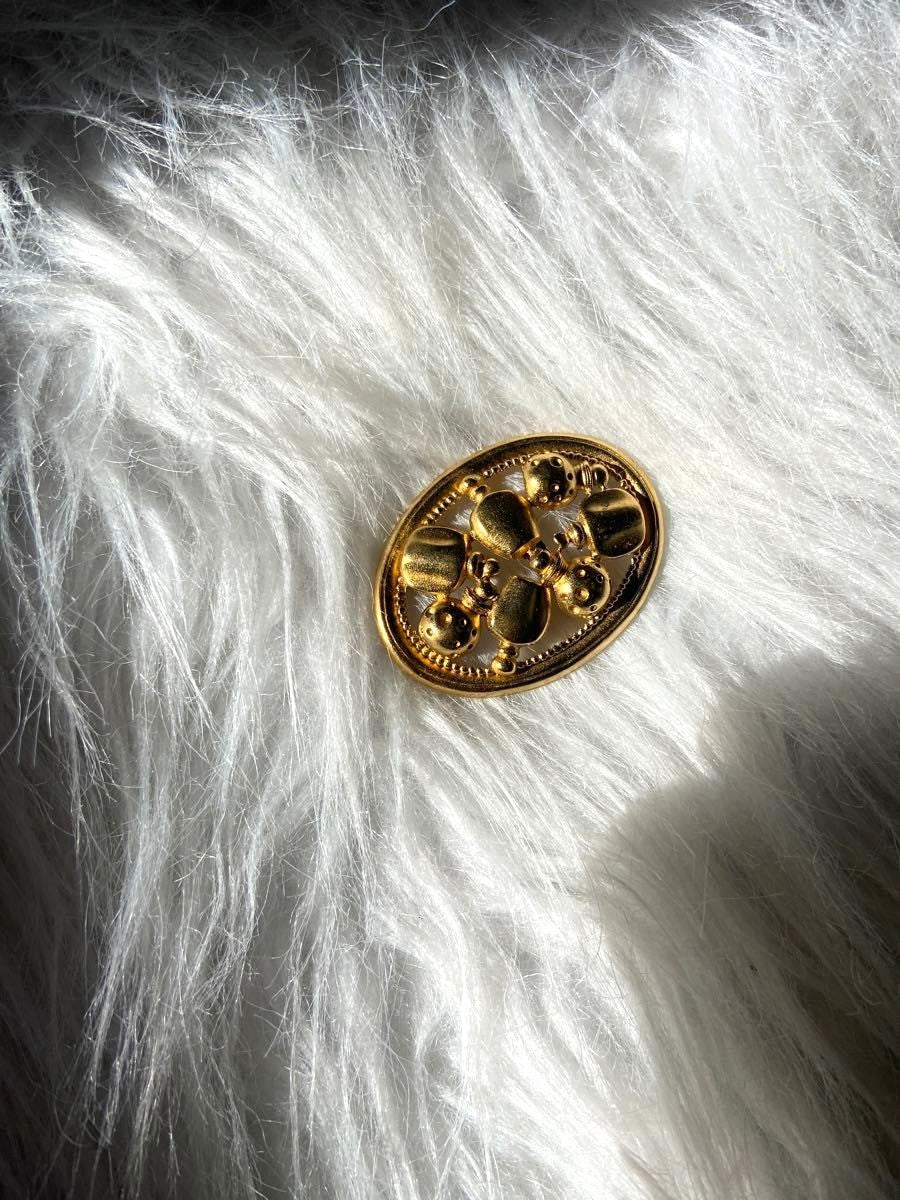 Christian Dior Perfume Bottle Motif Brooch Pin Gold Tone Vintage Oval Jewelry
