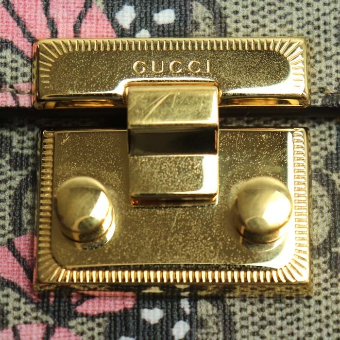 Gucci Auth 453506 GG Supreme Chain Wallet Bengal Tiger Cherry Blossom 19x10x3cm