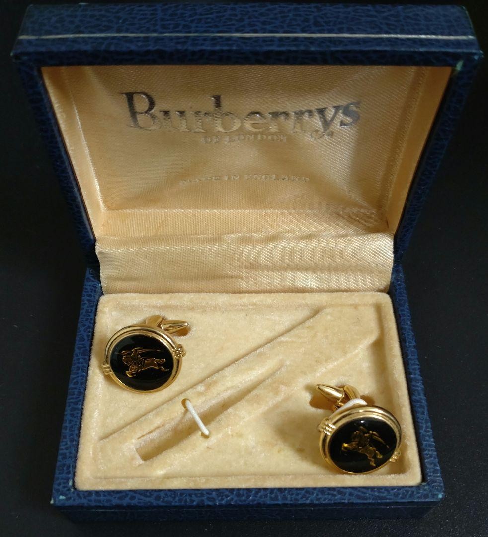 Burberrys Of London Burberry Authentic Vintage Cufflinks Used Gold Black Tone