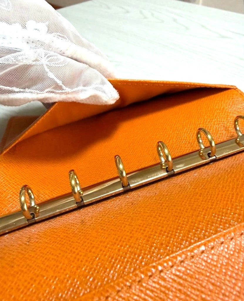 LOUIS VUITTON Epi Leather Agenda Cover Orange 6-Ring Notebook Planner Spain PM