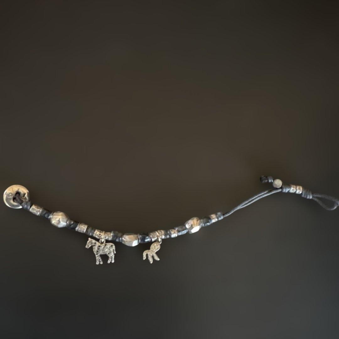 Pomellato DoDo18K White Yellow Gold Sterling Silver 925 Leather Bracelet 17.5cm