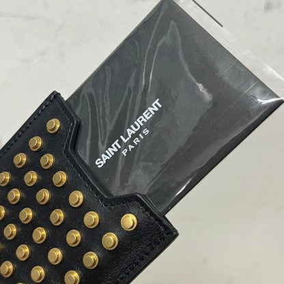 Rare Saint Laurent Studded Black Leather Card Case Hedi Slimane era