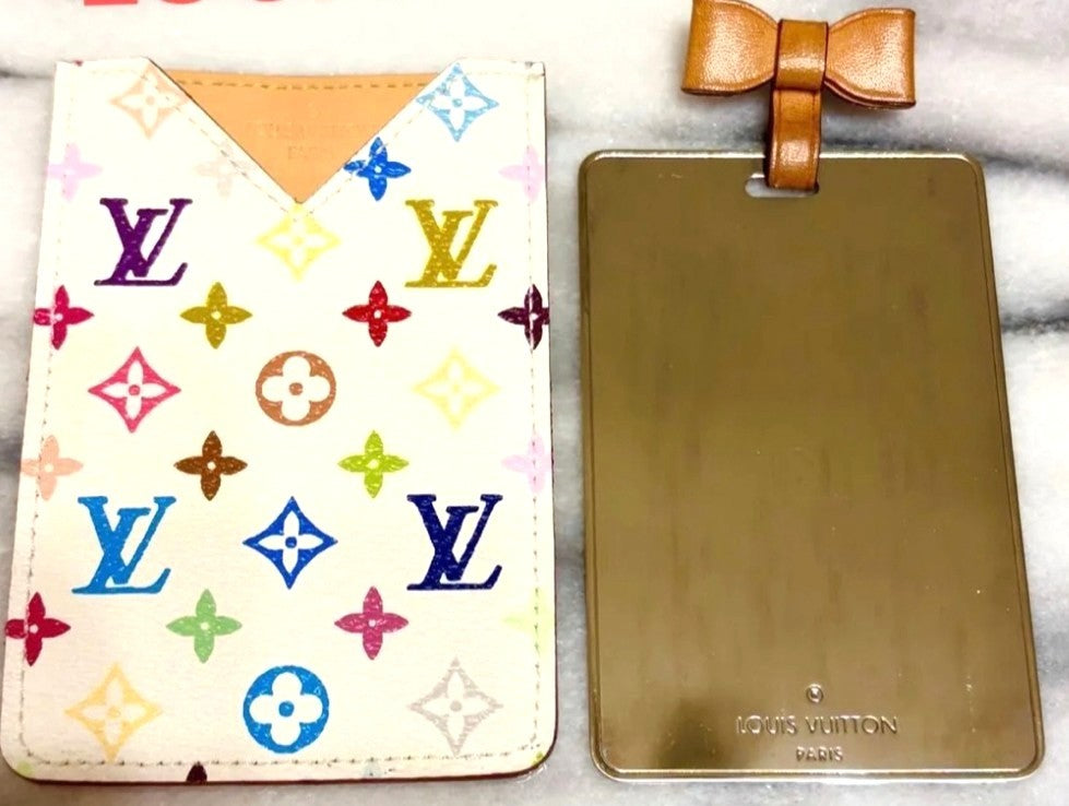 Louis Vuitton Multicolor Etui Miroir Mirror Case M92651 White Canvas 6.5x9.5cm